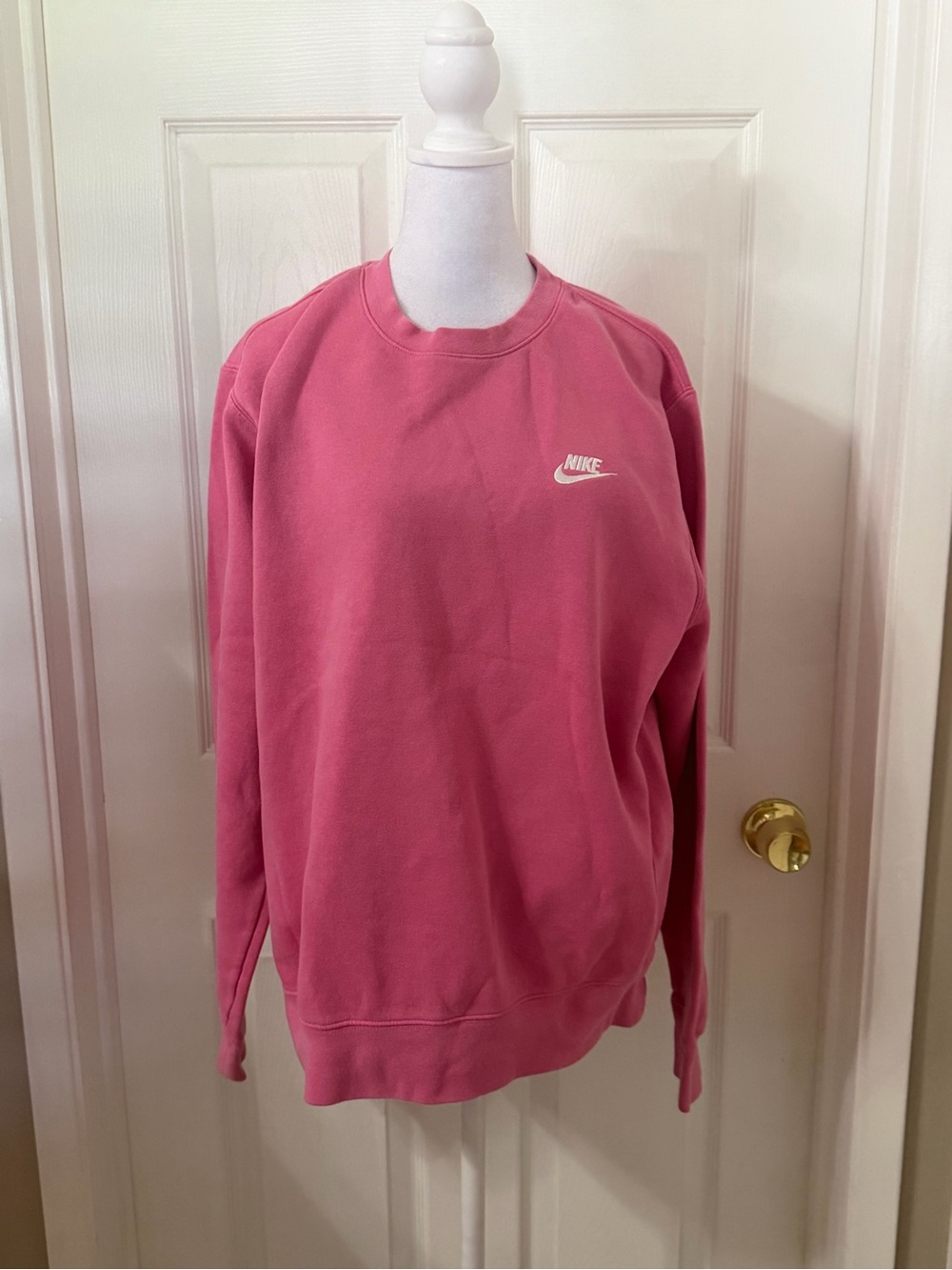 Nike Pink Logo Embroidered Pullover Sweatshirt